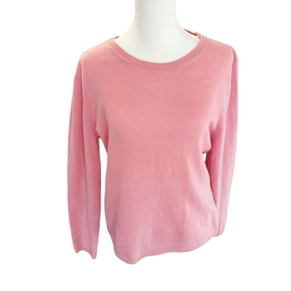 Alba Moda 100% Cashmere Sweater Pink Crewneck Lightweight Soft Knit M - Picture 2 of 9